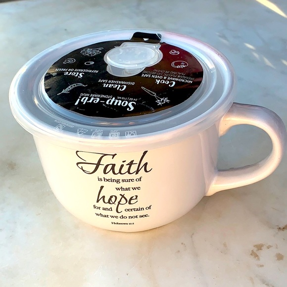 HOME ESSENTIALS SOUP ERB MUG FAITH HOPE HEBREWS 11:1 - Picture 2 of 7